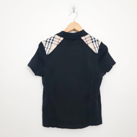 Burberry Nova Check Trim Polo Shirt in Black Medium - Picture 4 of 6